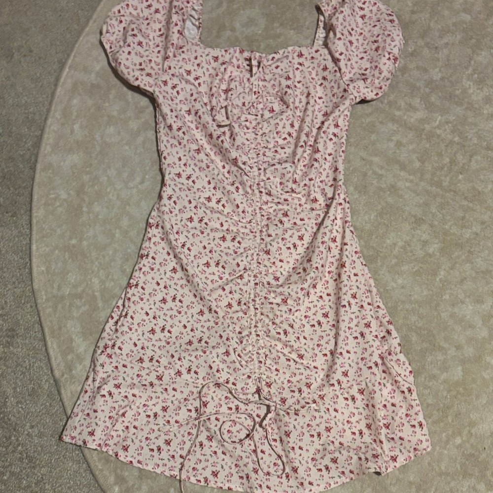 Floral Pink Puff Sleeve Dress